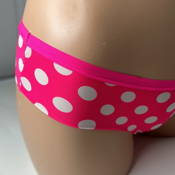 HIPHUGGER Seamless Stretchy Slinky Microfiber Pink Polka Dot Low Rise Bikini NEW - Picture 10 of 15